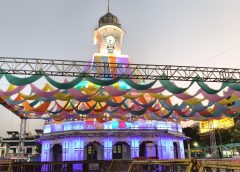 टावर पर रंग पंचमी की गैर के लिए तैयारी