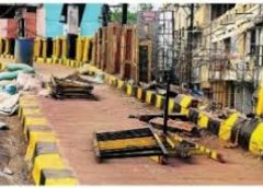 टैंकर हादसे के बाद पुल पर सुधार काम शुरू:क्षतिग्रस्तहिस्से  को ठीक करने निगम ने लगाया ठेकेदार