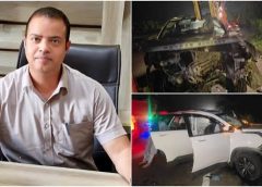 फोरलेन पर डिवाइडर से टकराई कार डॉक्टरऔर उनके ससुर की मौत:पत्नी-बच्चे घायल